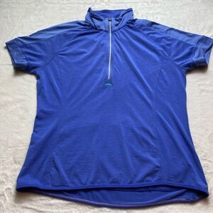 Luna For Women Athletes Blue Tone 1/2 Zip Silk Wool Blend Cycling Top Size XL